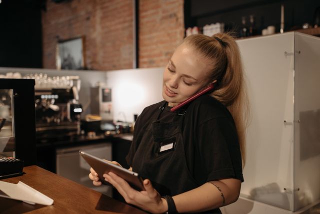 Food court manager reviewing vendor performance