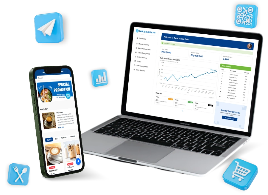 Table Buddy digital menu on mobile