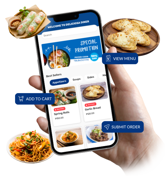 Table Buddy digital menu on mobile